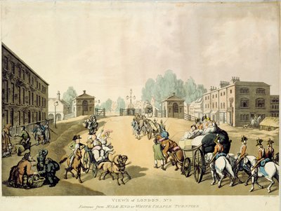Ingresso da Mile End o Whitechapel Turnpike da Thomas Rowlandson
